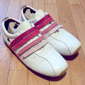 Lacoste Mystere Punched White Sneakers with Pink Straps Women’s 9
